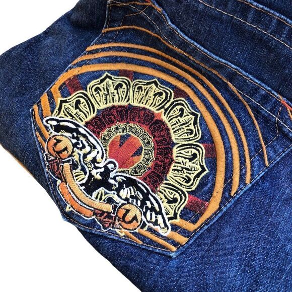True Religion Embroidered Jeans Shorts Size 38 BOBBY Blue - Picture 9 of 11